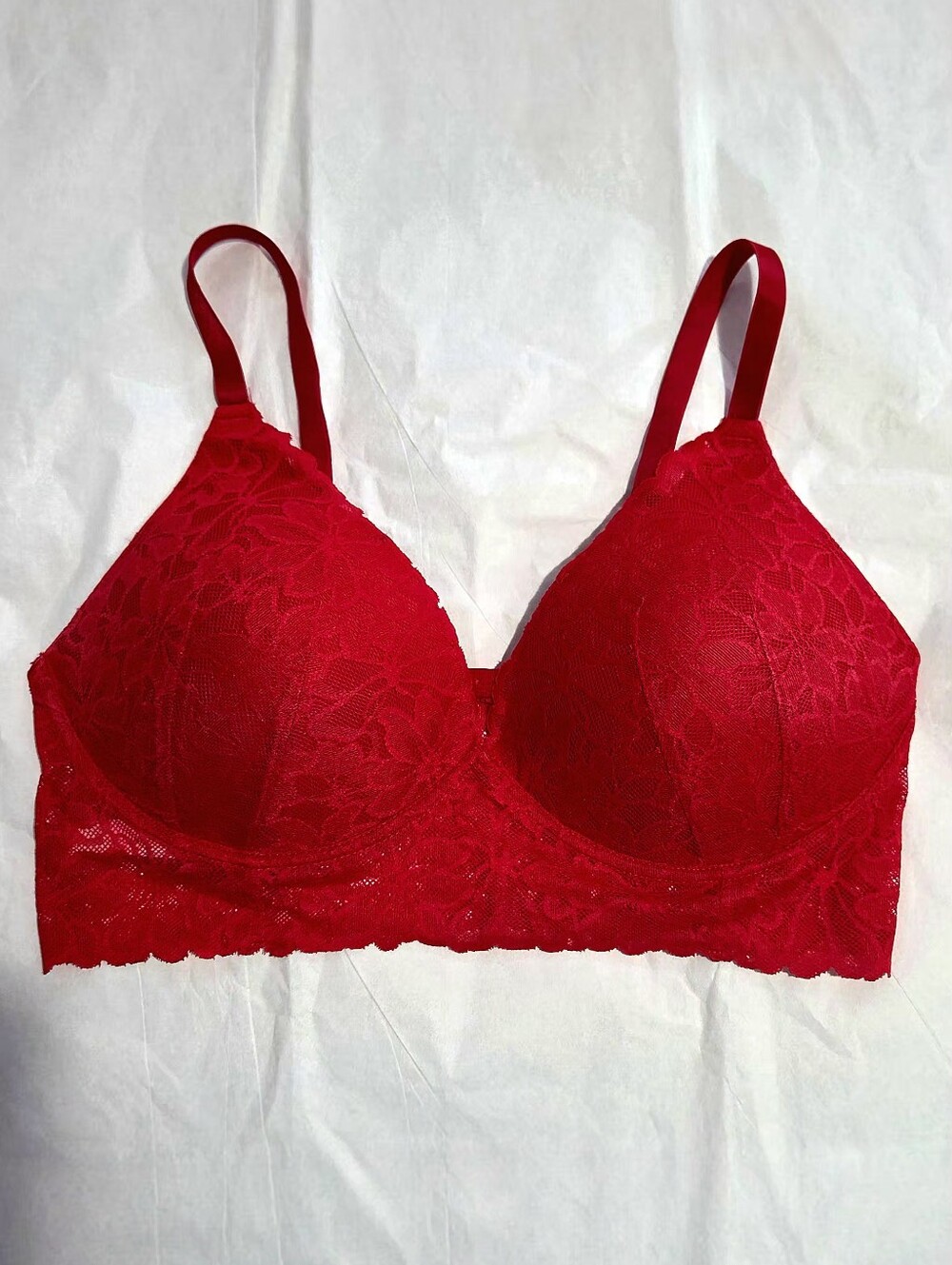 Victoria's Secret PINK Red Lace Padded Bralette ~ XL
